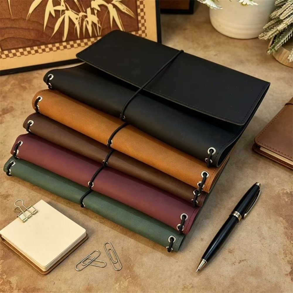 Vintage Leather Journal Notebook - Organizador de caderno recarregável, capa compacta