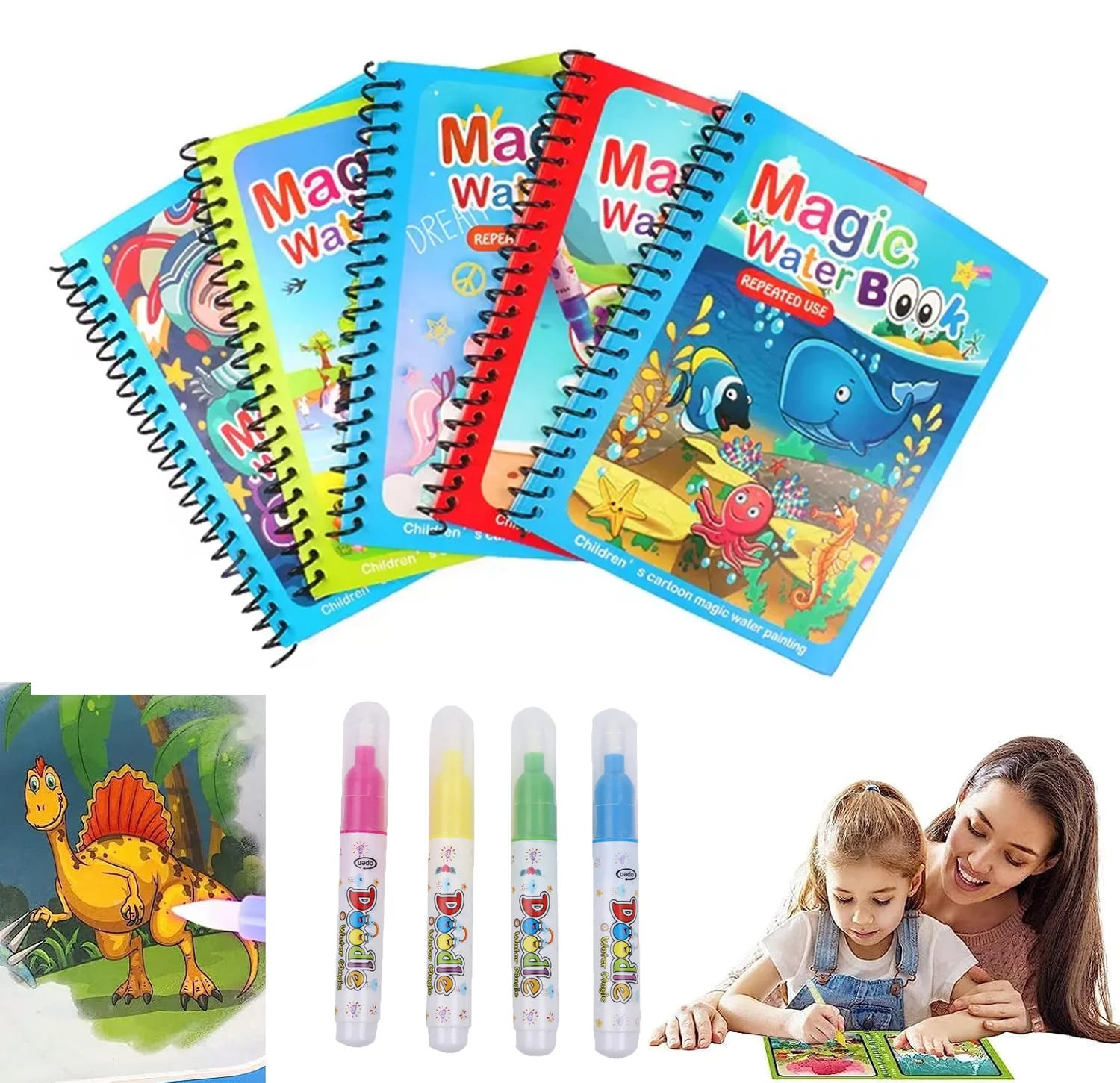 Reusable Water Magic Coloring Book - 1pc crianças pintura em aquarela livro
