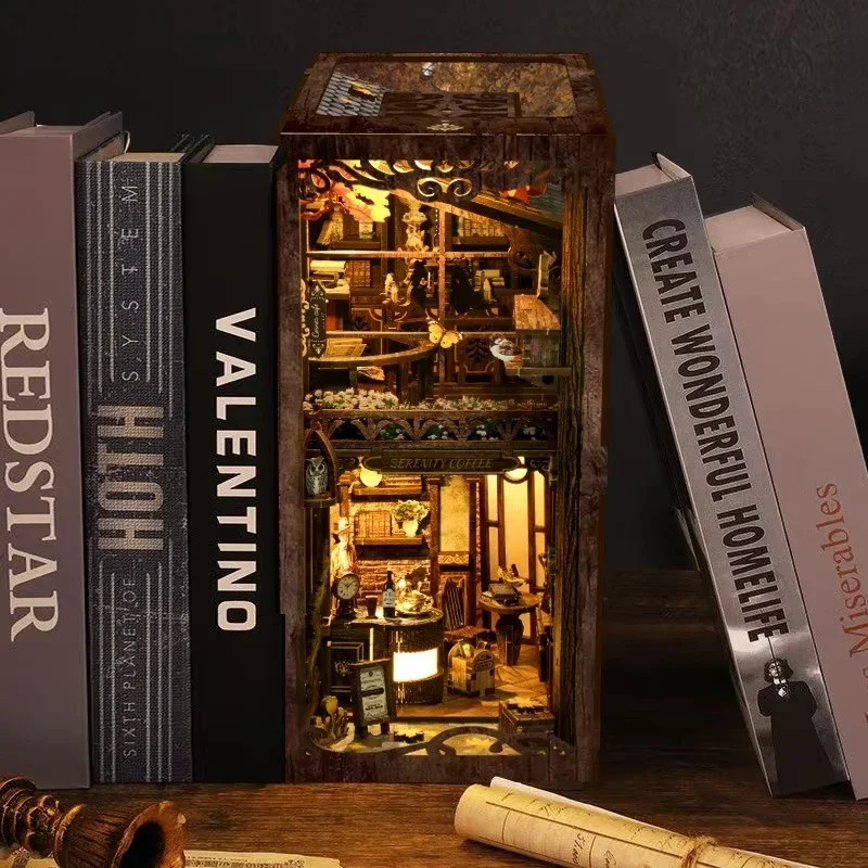 Diy Wooden Book Nook Kit Shelf Insert - Estante de Livros Serenity Coffee House